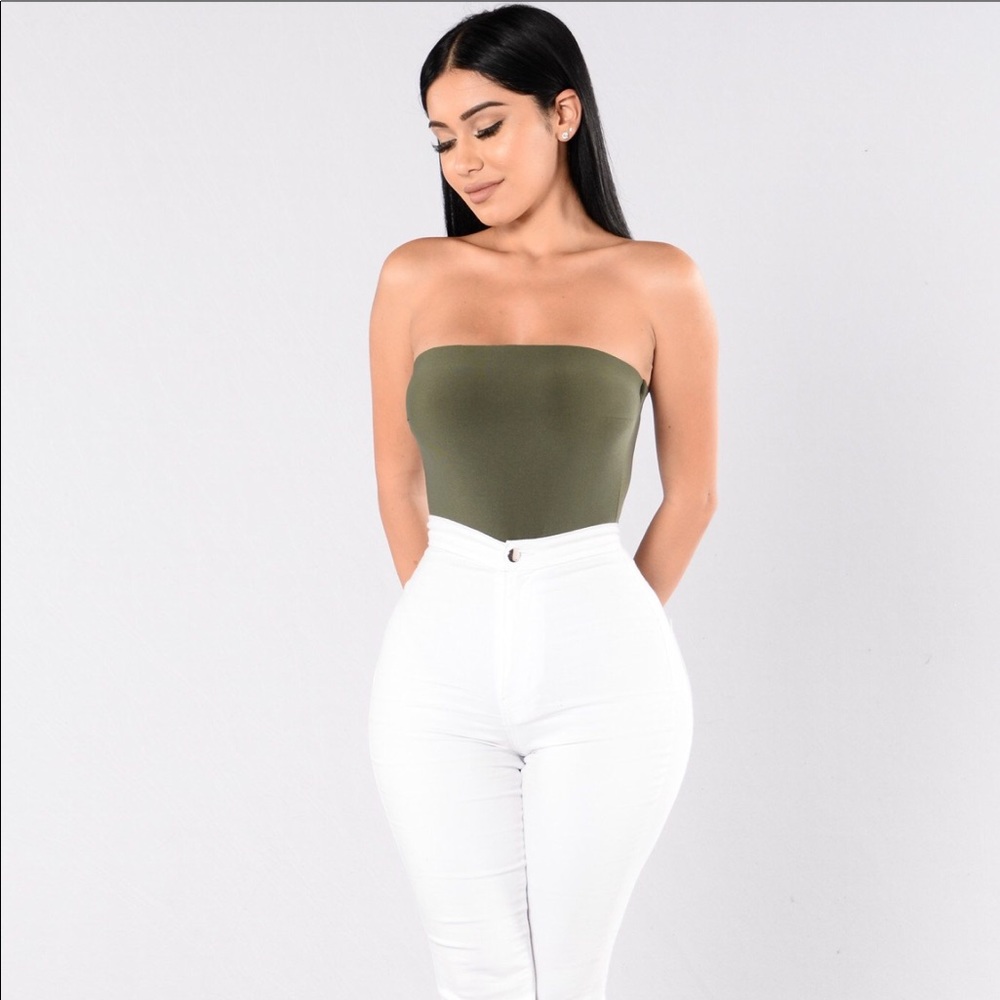 Fashion Nova Olive Green Tubular Tube Top